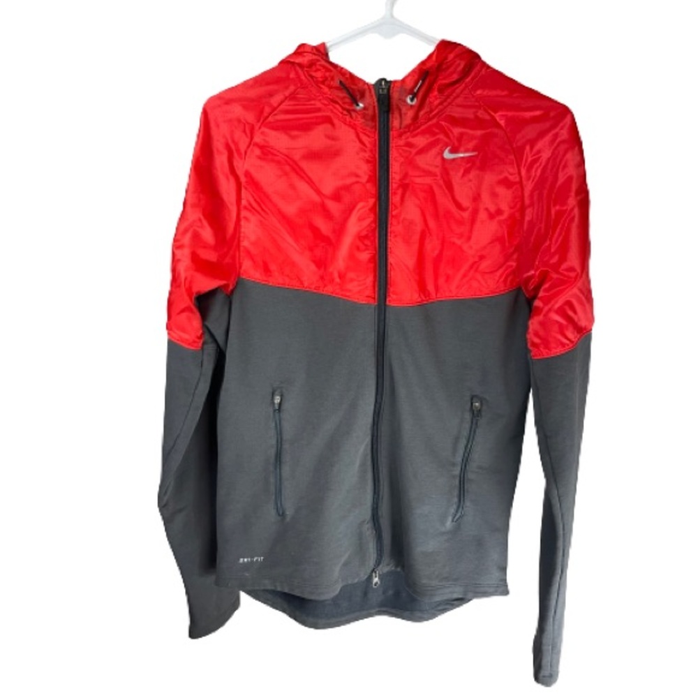 Nike Dry-Fit Red Gray Running Jacket Size Small